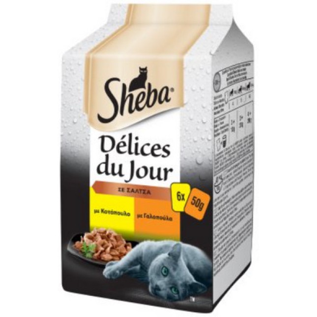 Sheba delices du jour κοτόπουλο & γαλοπούλα 6x50g Sheba delices du jour κοτόπουλο & γαλοπούλα 6x50g