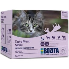 Bozita pouch multibox πλήρης τροφή γάτας μενού κρεάτων σε σάλτσα χωρίς σιτηρά 12x85gr