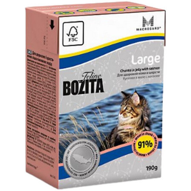 Bozita υγρή τροφή σε ζελέ για μεγαλύτερες ράτσες γατών χωρίς δημητριακά με εξαιρετική γεύση 190gr Bozita υγρή τροφή σε ζελέ για μεγαλύτερες ράτσες γατών χωρίς δημητριακά με εξαιρετική γεύση 190gr