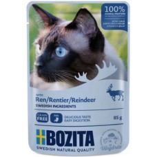 Bozita pouch τροφή χωρίς δημητριακά με κομμάτια τάρανδου σε σάλτσα κατάλληλη για όλες τις γάτες 85gr