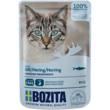 Bozita pouch τροφή χωρίς δημητριακά με κομμάτια ρέγγας σε σάλτσα κατάλληλη για όλες τις γάτες 85gr