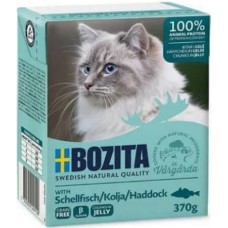 Bozita chunks υγρή τροφή σε ζελέ για γάτες χωρίς δημητριακά με μπακαλιάρο και εξαιρετική γεύση 370gr