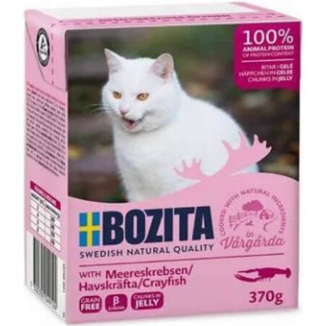 Bozita chunks υγρή τροφή σε ζελέ για γάτες χωρίς δημητριακά με καραβίδα για εξαιρετική γεύση 370gr Bozita chunks υγρή τροφή σε ζελέ για γάτες χωρίς δημητριακά με καραβίδα για εξαιρετική γεύση 370gr