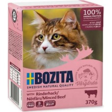 Bozita chunks υγρή τροφή σε ζελέ για γάτες χωρίς δημητριακά με κιμά βοδινού για εξαιρετική γεύση