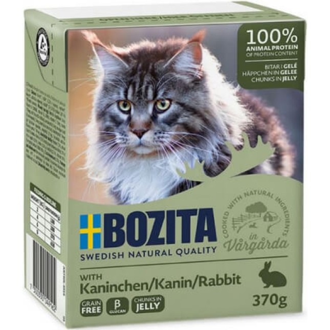 Bozita chunks υγρή τροφή σε ζελέ για γάτες χωρίς δημητριακά με κουνέλι για εξαιρετική γεύση Bozita chunks υγρή τροφή σε ζελέ για γάτες χωρίς δημητριακά με κουνέλι για εξαιρετική γεύση