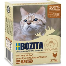 Bozita chunks υγρή τροφή σε ζελέ για γάτες χωρίς δημητριακά με κιμά κοτόπουλου για εξαιρετική γεύση