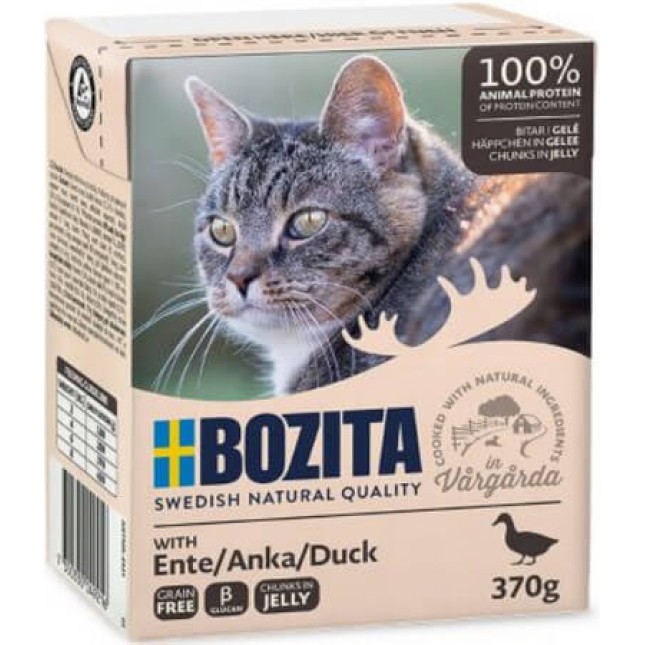 Bozita chunks υγρή τροφή σε ζελέ για γάτες χωρίς δημητριακά με πάπια για εξαιρετική γεύση Bozita chunks υγρή τροφή σε ζελέ για γάτες χωρίς δημητριακά με πάπια για εξαιρετική γεύση