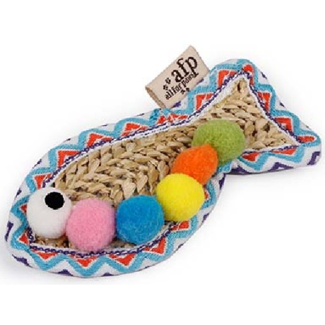 AFP παιχνίδι γάτας ψάθινο ψάρι με ελκυστικό βότανο και με περίεργα χρώματα που το κάνουν μοναδικό