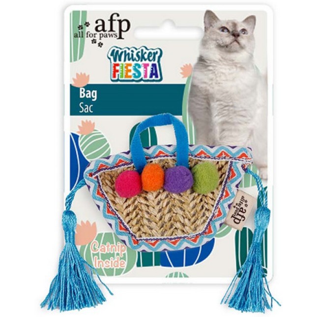 AFP παιχνίδι γάτας με ελκυστικό άρωμα ψάθινο τσαντάκι με χρωματιστές λεπτομέρειες και κρόσσια