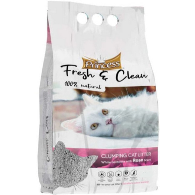 Princess άμμος γάτας Fresh & Clean τριαντάφυλλο 5L Princess άμμος γάτας Fresh & Clean τριαντάφυλλο 5L