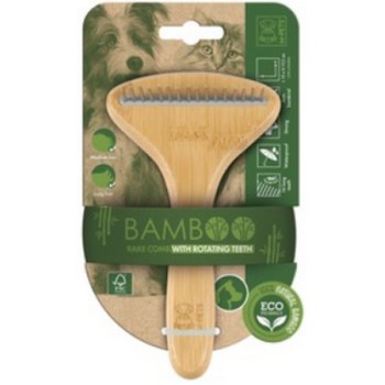 M-pets Bamboo χτένα με 16 περιστρεφόμενα δόντια 10x17,5cm