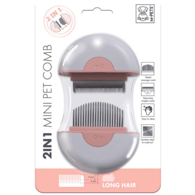 M-pets Ροζ Mini χτένα 2 σε 1 κατάλληλη για γάτα και σκύλο με μακρύ τρίχωμα M-pets Ροζ Mini χτένα 2 σε 1 κατάλληλη για γάτα και σκύλο με μακρύ τρίχωμα