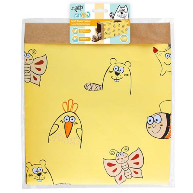 AFP Catoon χάρτινο τούνελ κίτρινο στολισμένο με χαρούμενα σχέδια από αστείες φατσούλες ζώων