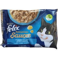 Purina Felix Πολυσυσκευασία με Σολομό & Σαρδέλα σάλτσα 4x85g