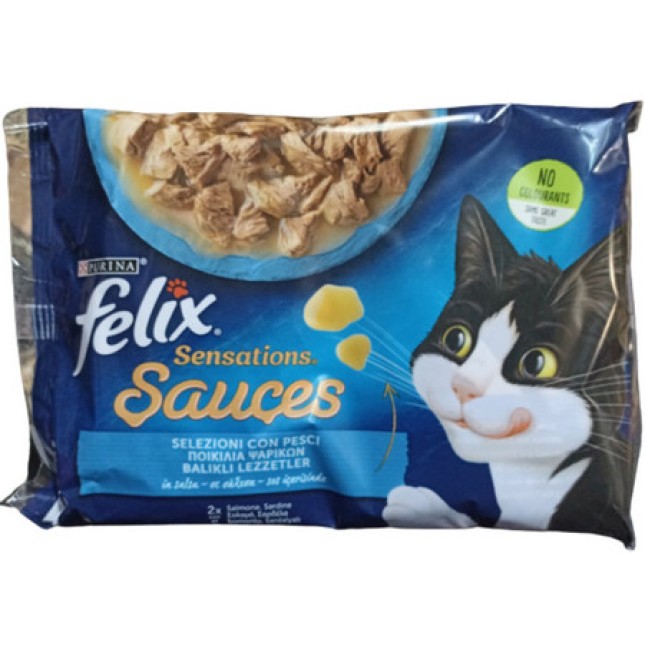 Purina Felix Πολυσυσκευασία με Σολομό & Σαρδέλα σάλτσα 4x85g Purina Felix Πολυσυσκευασία με Σολομό & Σαρδέλα σάλτσα 4x85g