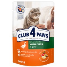 Kormotech Club 4 Paws Πλήρης υγρή τροφή για ενήλικες γάτες με πάπια σε σάλτσα