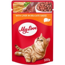 My Love Πλήρης υγρή τροφή για ενήλικες γάτες με συκώτι σε σάλτσα