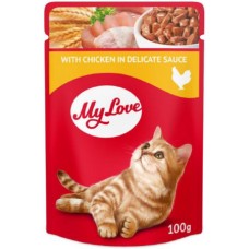 My Love Πλήρης υγρή τροφή για ενήλικες γάτες με κοτόπουλο σε σάλτσα
