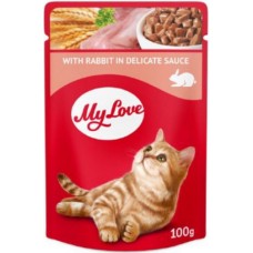 My Love Πλήρης υγρή τροφή για ενήλικες γάτες με κουνέλι σε σάλτσα