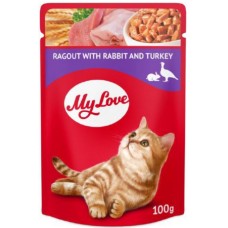 My Love Πλήρης υγρή τροφή για ενήλικες γάτες με ραγκού, κουνέλι και γαλοπούλα