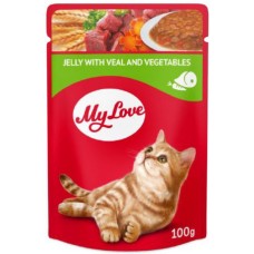 My Love Πλήρης υγρή τροφή για ενήλικες γάτες με βοδινό και λαχανικά σε ζελέ