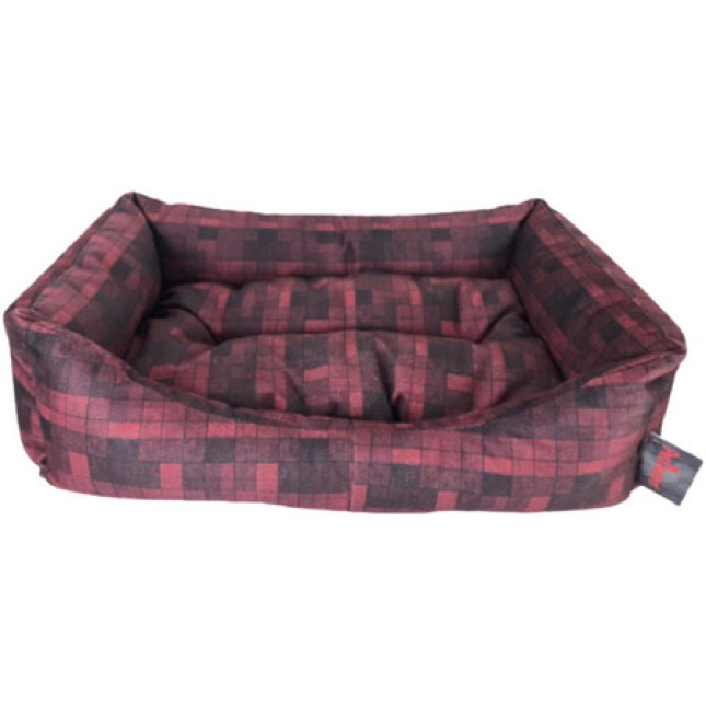 PetQuatro Κρεβάτι καρό μπορντό Nο2 65x50x18cm PetQuatro Κρεβάτι καρό μπορντό Nο2 65x50x18cm