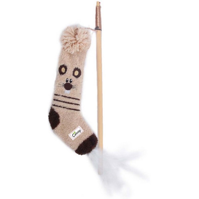 AFP παιχνίδι γάτας ραβδί με κρεμασμένο παιχνίδι κάλτσα σε σχέδιο ποντίκι και με ελκυστικό άρωμα