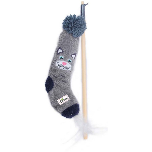 AFP παιχνίδι γάτας ραβδί με κρεμασμένο παιχνίδι κάλτσα σε σχέδιο γατάκι και με ελκυστικό άρωμα