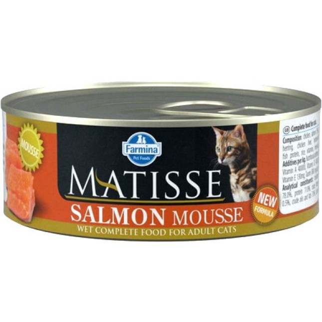 Farmina Matisse πλήρης υγρή τροφή για ενήλικες γάτες με κοτόπουλο, σολομό 85gr Farmina Matisse πλήρης υγρή τροφή για ενήλικες γάτες με κοτόπουλο, σολομό 85gr