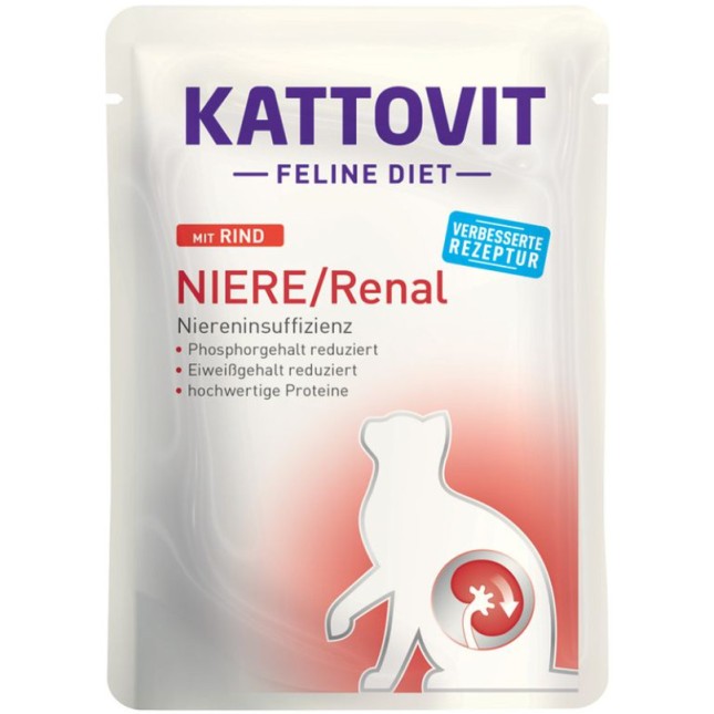 Finnern Kattovit διαιτητική τροφή για την υποστήριξη των νεφρών και τη μείωσης πέτρας με βοδινό 85gr Finnern Kattovit διαιτητική τροφή για την υποστήριξη των νεφρών και τη μείωσης πέτρας με βοδινό 85gr