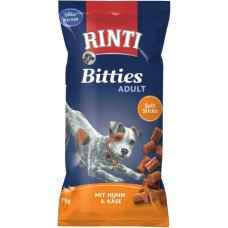 Finnern Rinti extra bitties σνακ για ενήλικους σκύλους με κοτόπουλο & τυρί σε μπουκίτσες 75gr
