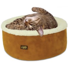AFP κρεβατάκι γάτας με μάλλινο εσωτερικό και βελούδο ύφασμα εξωτερικά σε χρώμα μπεζ