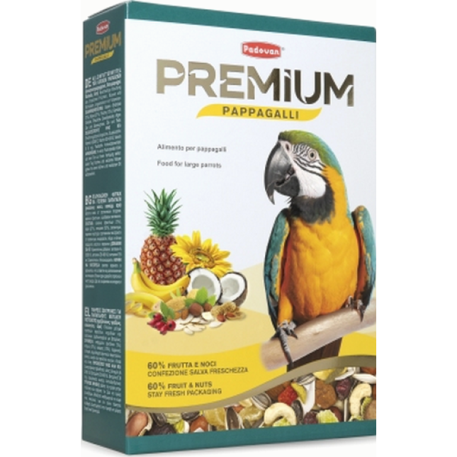 Padovan Premium Πλήρης τροφή για μεγάλους παπαγάλους (amazon, grey, cockatoo, macaw) 500gr