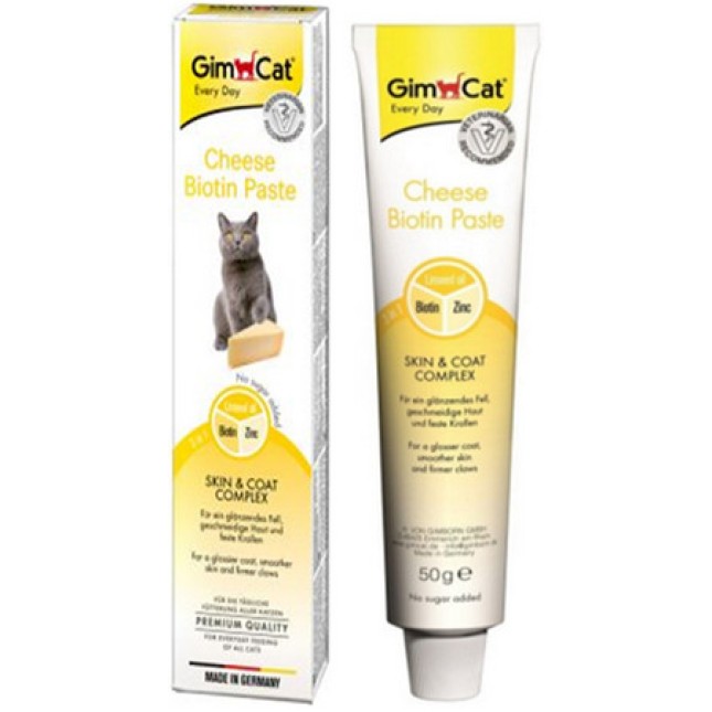 Gimcat λιχουδιά πάστας με τυρί και βιοτίνη συμβάλλει σε ένα λαμπερό τρίχωμα και υγιές δέρμα Gimcat λιχουδιά πάστας με τυρί και βιοτίνη συμβάλλει σε ένα λαμπερό τρίχωμα και υγιές δέρμα