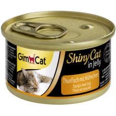 Gimcat shinycat υγρή τροφή για γάτες με υψηλής ποιότητας συστατικά, όπως τόνος & κοτόπουλο σε ζελέ