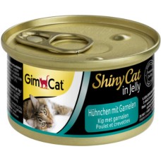 Gimcat shinycat υγρή τροφή για γάτες με υψηλής ποιότητας συστατικά, όπως κοτόπουλο & γαρίδες σε ζελέ