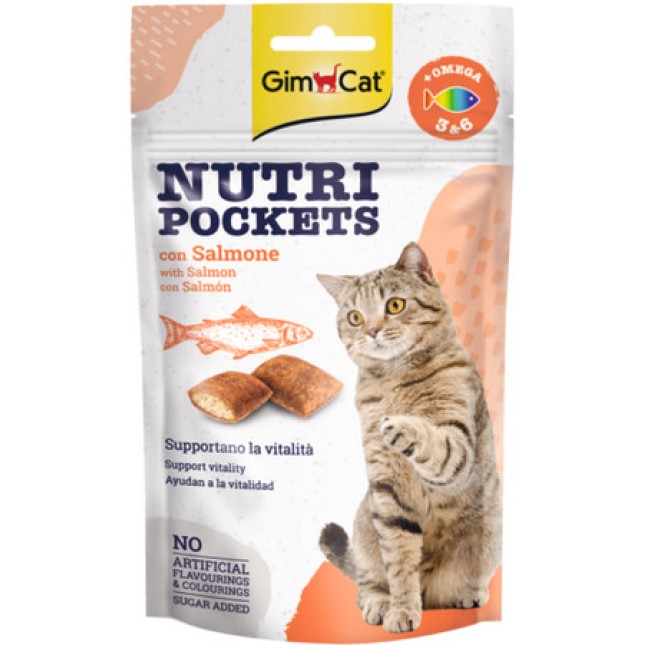 Gimcat τραγανές λιχουδιές για γάτες με νόστιμη γέμιση με σολομό, ωμέγα 3 & ωμέγα 6 λιπαρά οξέα Gimcat τραγανές λιχουδιές για γάτες με νόστιμη γέμιση με σολομό, ωμέγα 3 & ωμέγα 6 λιπαρά οξέα
