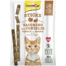Gimcat sticks grain free γαλοπούλα & κουνέλι μια λιχουδιά που θα λατρέψει η γάτα σας 4τεμ