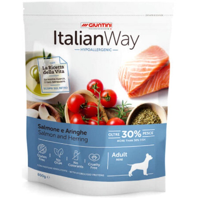 Giuntini Italian Way adult mini σολομός & ρέγγα hypoallergenic 26/17 8kg Giuntini Italian Way adult mini σολομός & ρέγγα hypoallergenic 26/17 8kg