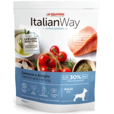 Giuntini Italian Way τροφή ενήλικων σκύλων μικρόσωμων φυλών με σολομό & ρέγγα hypoallergenic 26/17