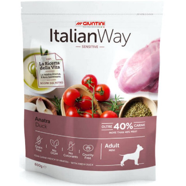 Giuntini Italian Way adult mini για ευαίσθητους πάπια grain free 29/17 8kg Giuntini Italian Way adult mini για ευαίσθητους πάπια grain free 29/17 8kg