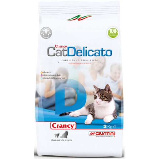 Giuntini Crancy Πλήρης τροφή snack delicato για ενήλικες και ηλικιωμένες γάτες με λευκό ψάρι