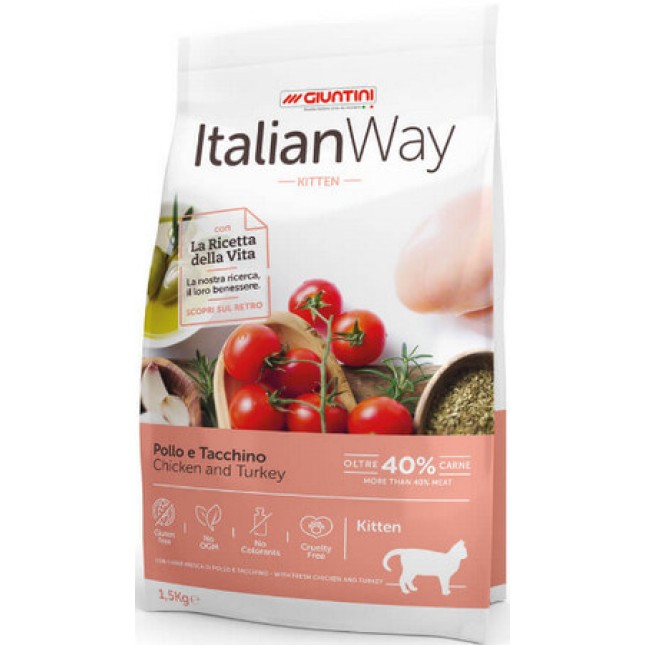 Giuntini Italian way Kitten κοτόπουλο & γαλοπούλα gluten free 1,5kg Giuntini Italian way Kitten κοτόπουλο & γαλοπούλα gluten free 1,5kg