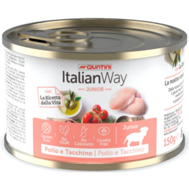 Italian way dog κονσέρβα junior κοτόπουλο & γαλόπουλα 150gr Italian way dog κονσέρβα junior κοτόπουλο & γαλόπουλα 150gr