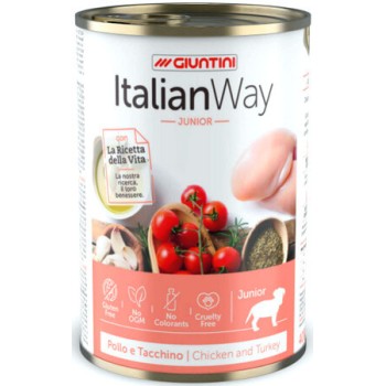 Italian way dog κονσέρβα junior κοτόπουλο & γαλόπουλα 400gr