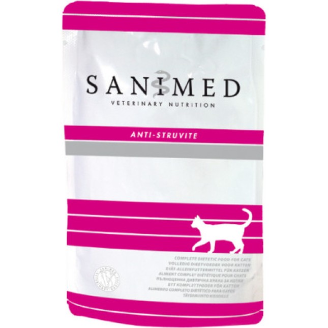 Sanimed Anti-struvite διαιτητική υγρή τροφή για ενήλικες γάτες κατά της πέτρας σε φακελάκι 100gr