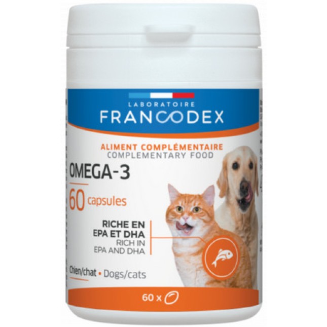 Francodex κάψουλες Omega-3 πλούσιες σε EPA και DHA από ιχθυέλαιο για σκύλους και γάτες