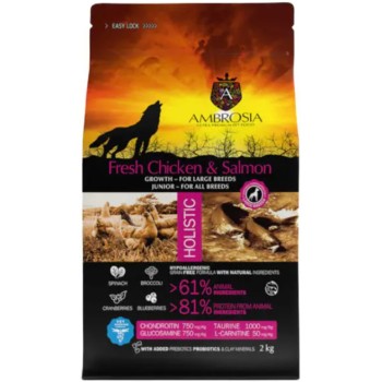 Ambrosia για μεγαλόσωμα κουτάβια με κοτόπουλο και σολομό 2kg Ambrosia για μεγαλόσωμα κουτάβια με κοτόπουλο και σολομό 2kg
