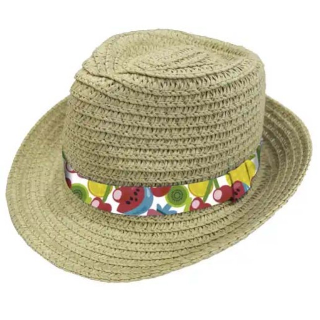 Croci ψάθινο καπέλο με καλοκαιρινό μοτίβο 11cm