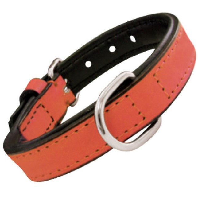Gloria Περιλαίμιο δερμάτινο padded soft 30cm x 15mm κοραλί Gloria Περιλαίμιο δερμάτινο padded soft 30cm x 15mm κοραλί